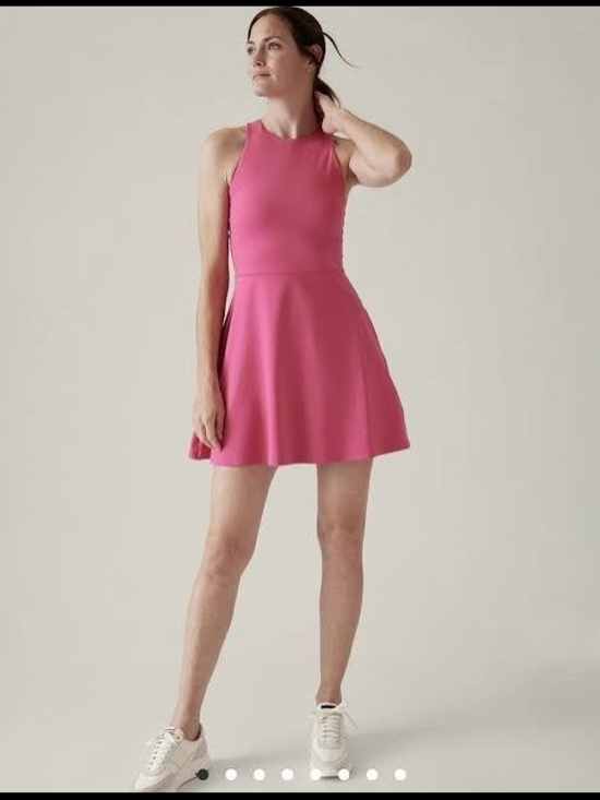 Athleta Dresses & Skirts - Athleta Conscious Dress Pink Sz M Sleeveless Fit & Flare Tennis Golf Pickleball